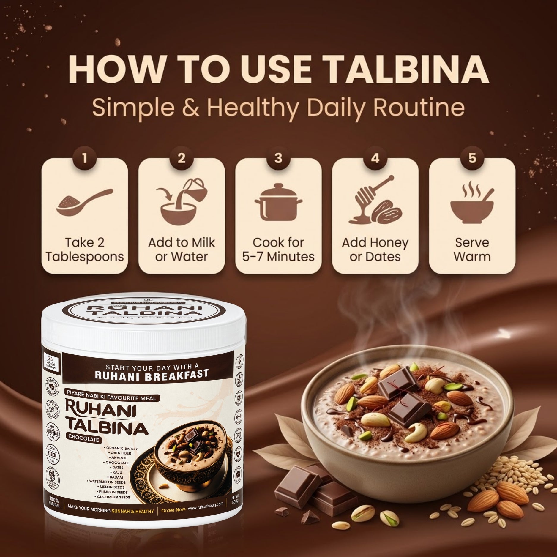 Ruhani Talbina Chocolate – Sunnah Healthy & Nutritious Breakfast