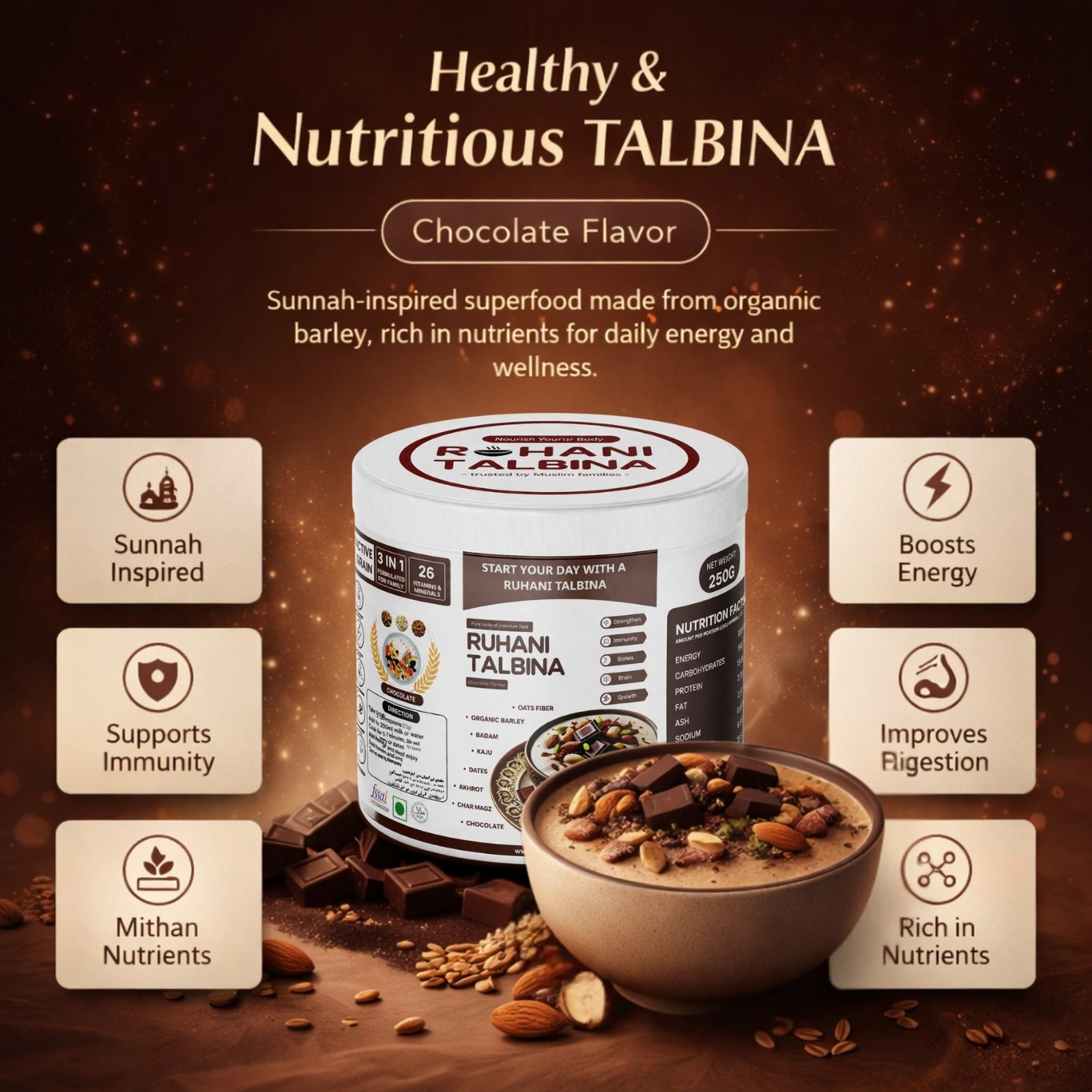 Ruhani Talbina Chocolate – Sunnah Healthy & Nutritious Breakfast